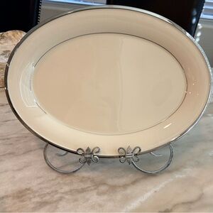 Vintage Lenox Solitaire Ivory Serving Platter with Platinum Trim